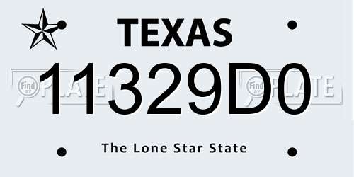 11329D0 Texas License Plate