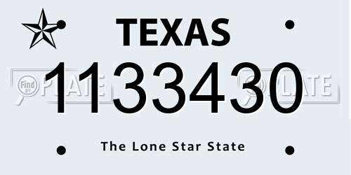 1133430 Texas License Plate