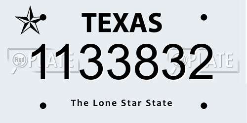 1133832 Texas License Plate