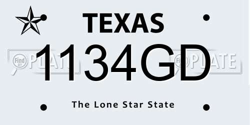 1134GD Texas License Plate