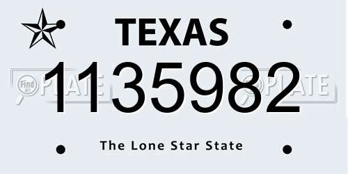 1135982 Texas License Plate