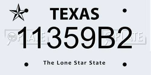 11359B2 Texas License Plate