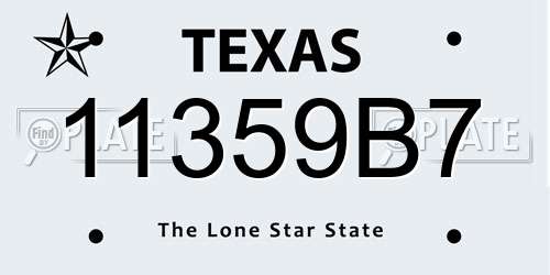 11359B7 Texas License Plate