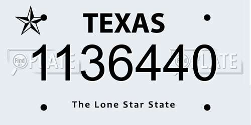 1136440 Texas License Plate