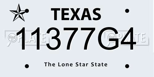 11377G4 Texas License Plate