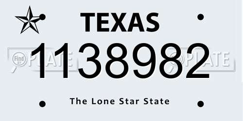 1138982 Texas License Plate