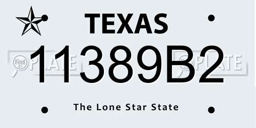11389B2 Texas License Plate