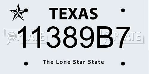 11389B7 Texas License Plate