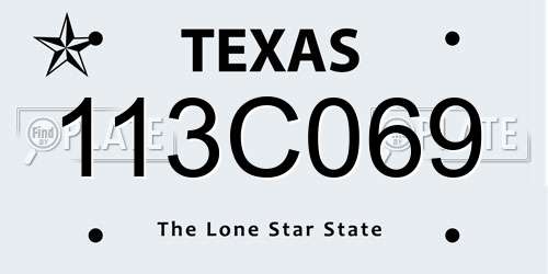 113C069 Texas License Plate