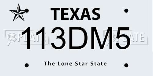 113DM5 Texas License Plate