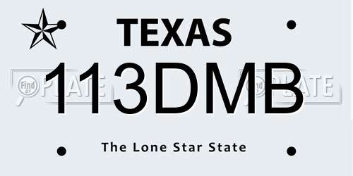 113DMB Texas License Plate