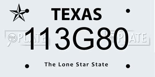 113G80 Texas License Plate