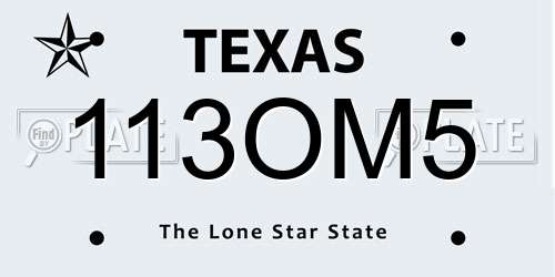 113OM5 Texas License Plate