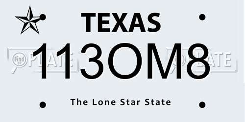 113OM8 Texas License Plate