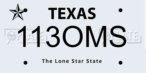 113OMS Texas License Plate