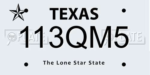 113QM5 Texas License Plate
