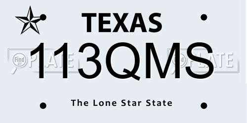 113QMS Texas License Plate