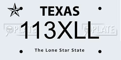113XLL Texas License Plate