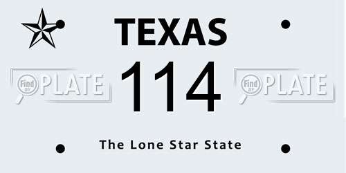 114 Texas License Plate