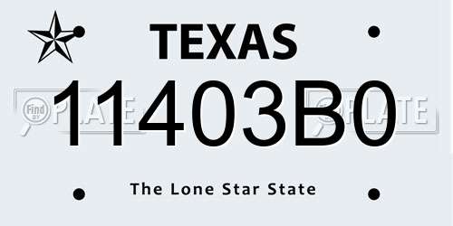 11403B0 Texas License Plate