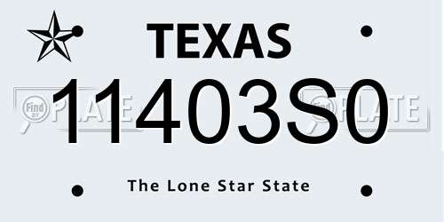 11403S0 Texas License Plate