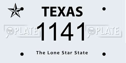 1141 Texas License Plate
