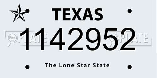 1142952 Texas License Plate