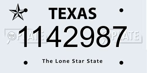 1142987 Texas License Plate