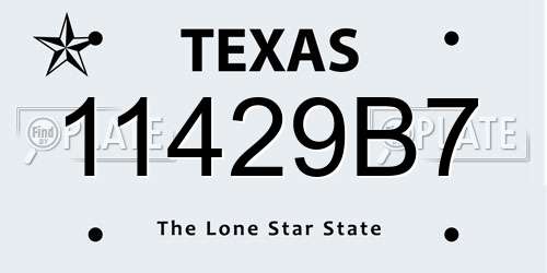 11429B7 Texas License Plate