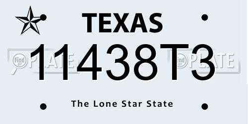11438T3 Texas License Plate