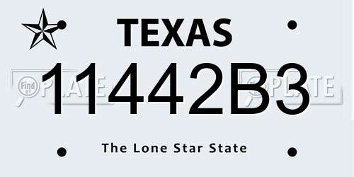 11442B3 Texas License Plate