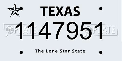 1147951 Texas License Plate