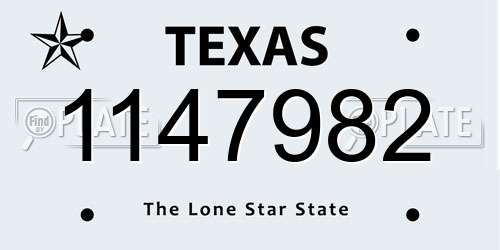 1147982 Texas License Plate