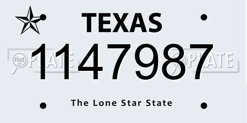 1147987 Texas License Plate