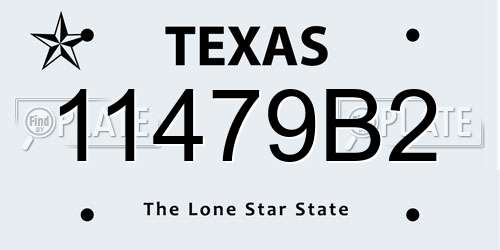 11479B2 Texas License Plate