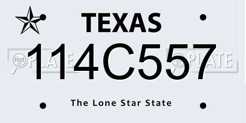 114C557 Texas License Plate