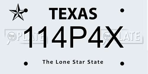 114P4X Texas License Plate