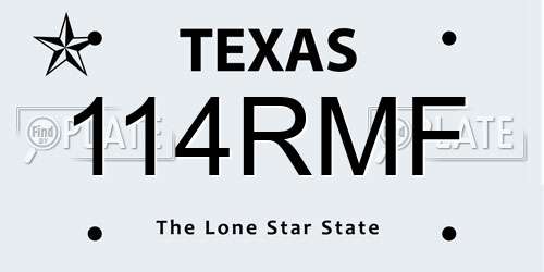 114RMF Texas License Plate