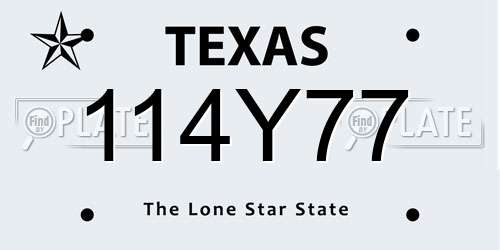 114Y77 Texas License Plate