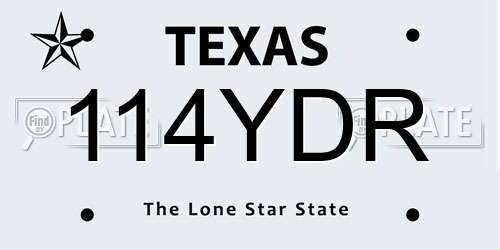 114YDR Texas License Plate