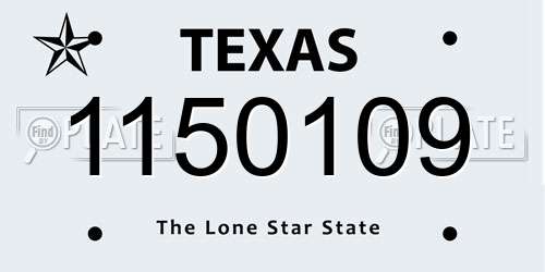 1150109 Texas License Plate