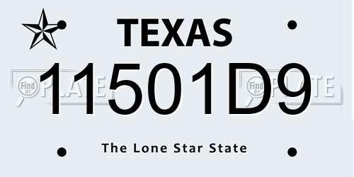 11501D9 Texas License Plate