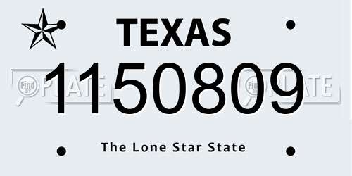 1150809 Texas License Plate