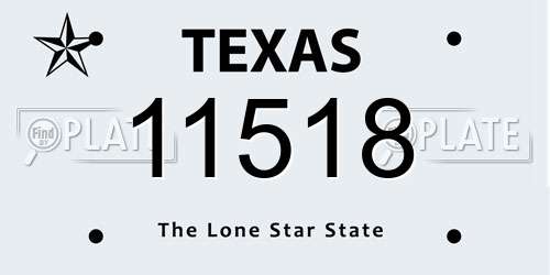 11518 Texas License Plate