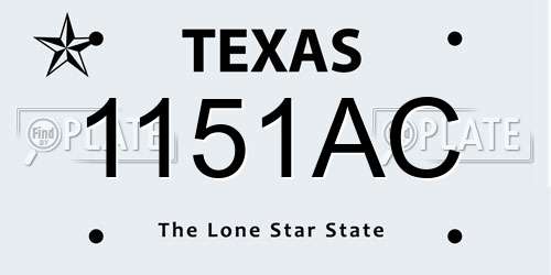 1151AC Texas License Plate