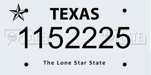 1152225 Texas License Plate