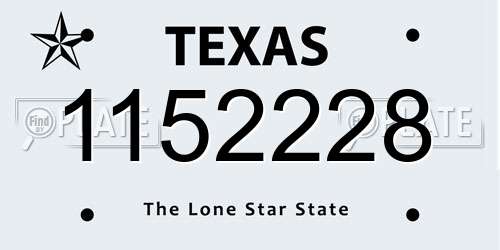 1152228 Texas License Plate