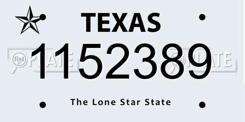1152389 Texas License Plate
