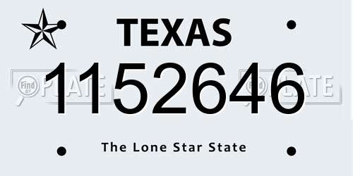1152646 Texas License Plate