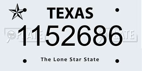 1152686 Texas License Plate